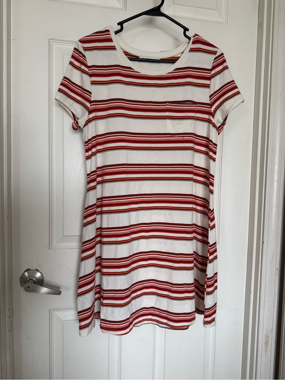 Arizona Jean Company Red & White Striped Pocket Mini Dress
